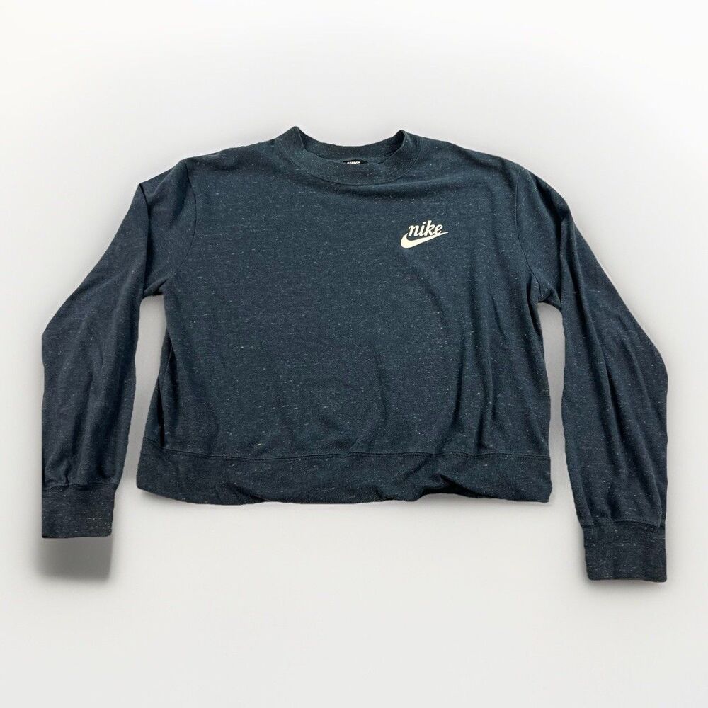 Nike Light Weight Cropped Long Sleeve Women’s‎ Size Small Pullover Heather Blue